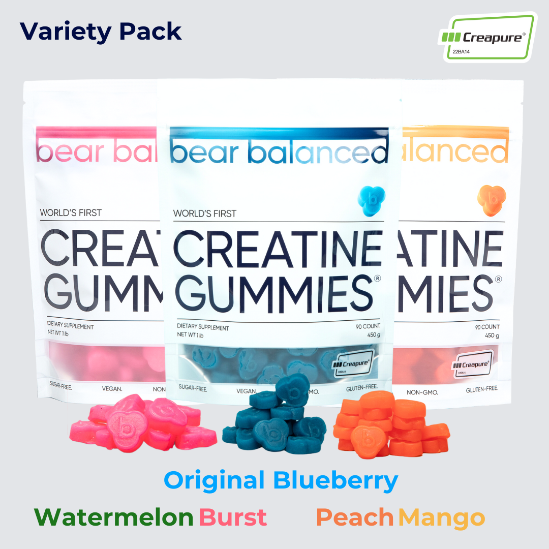 Variety 3 Pack Creatine Gummies - Blueberry, Peach Mango, Watermelon Burst